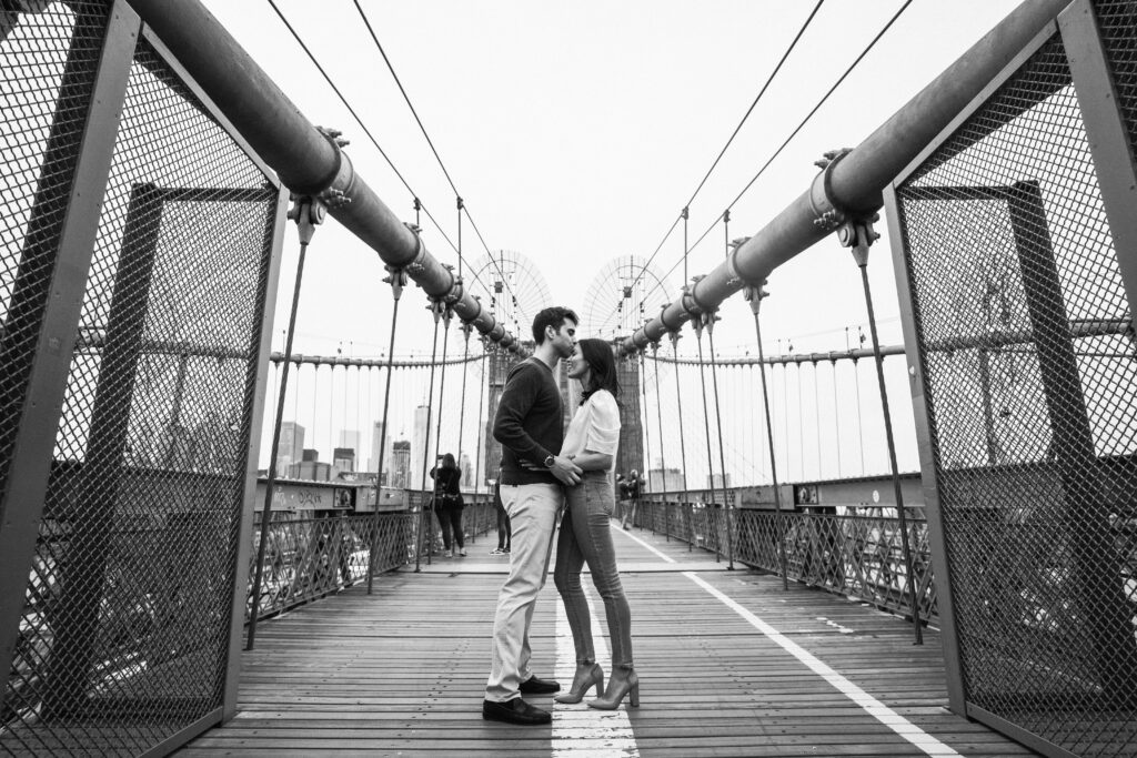 New York Engagement Photographer on the Brooklyn Bridge Manhattan