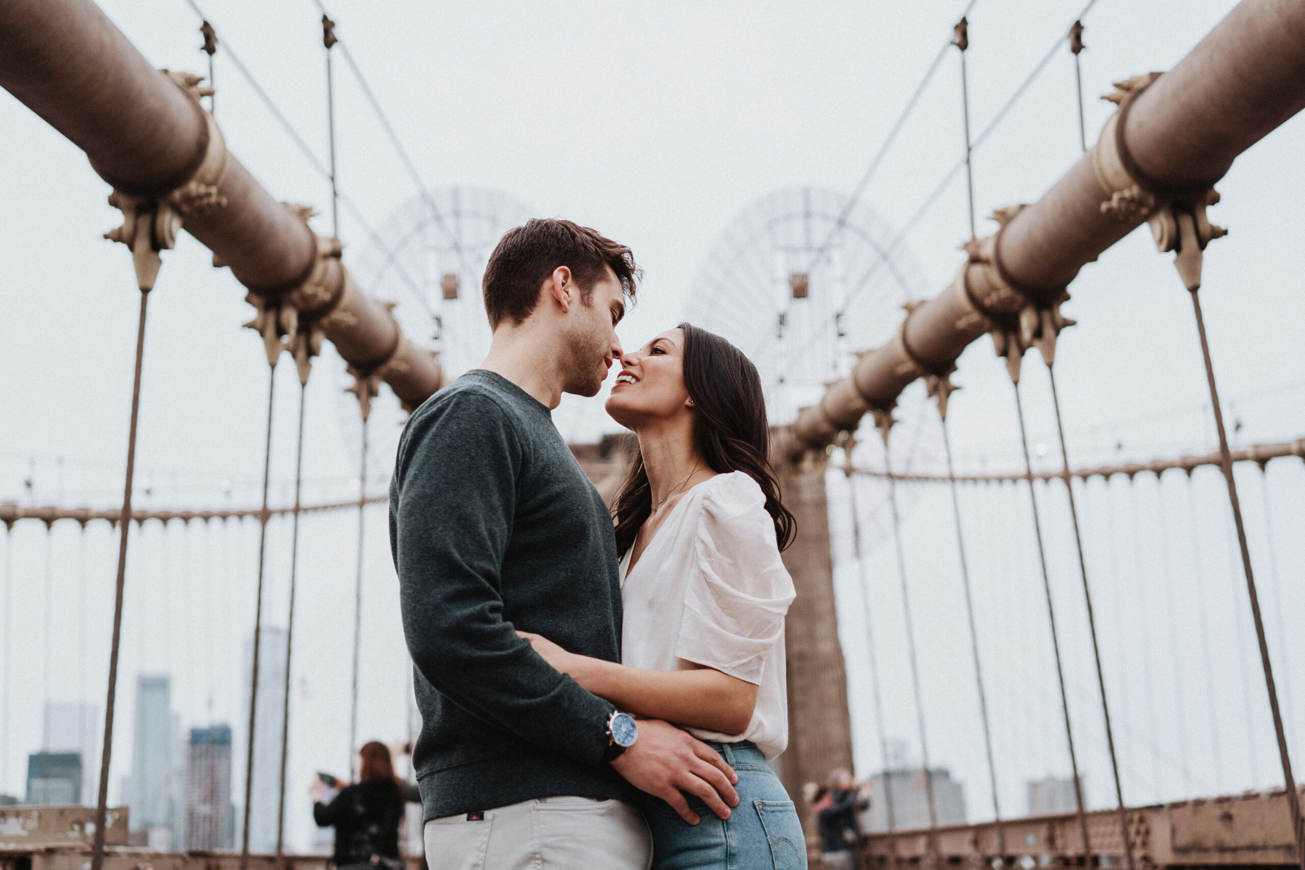 New York Engagement Photographer on the Brooklyn Bridge Manhattan