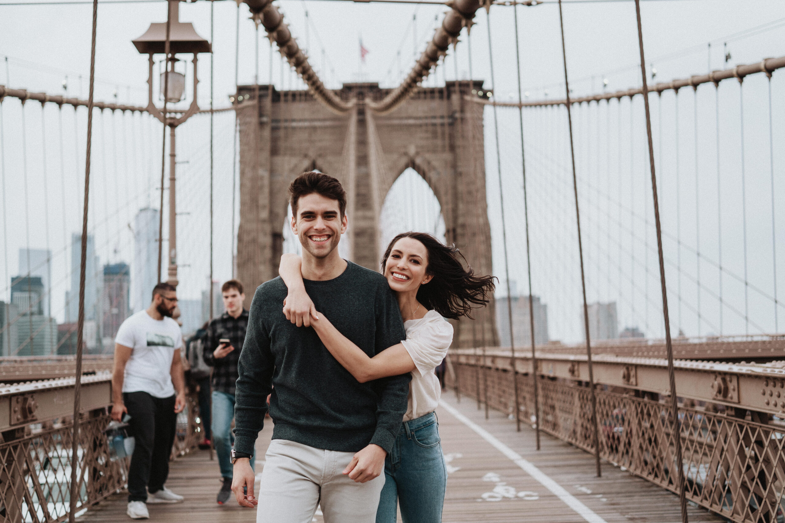 New York Engagement Photographer on the Brooklyn Bridge Manhattan