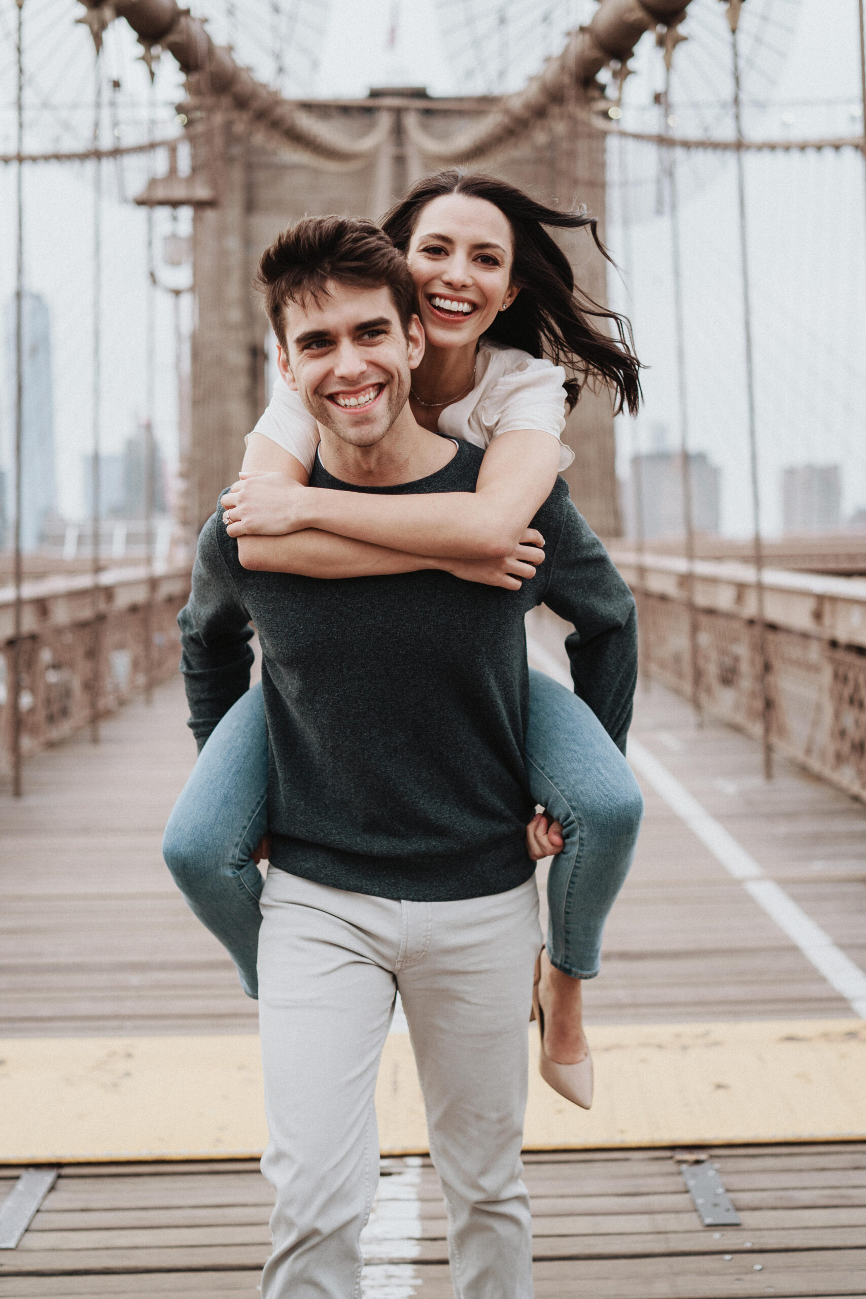 New York Engagement Photographer on the Brooklyn Bridge Manhattan