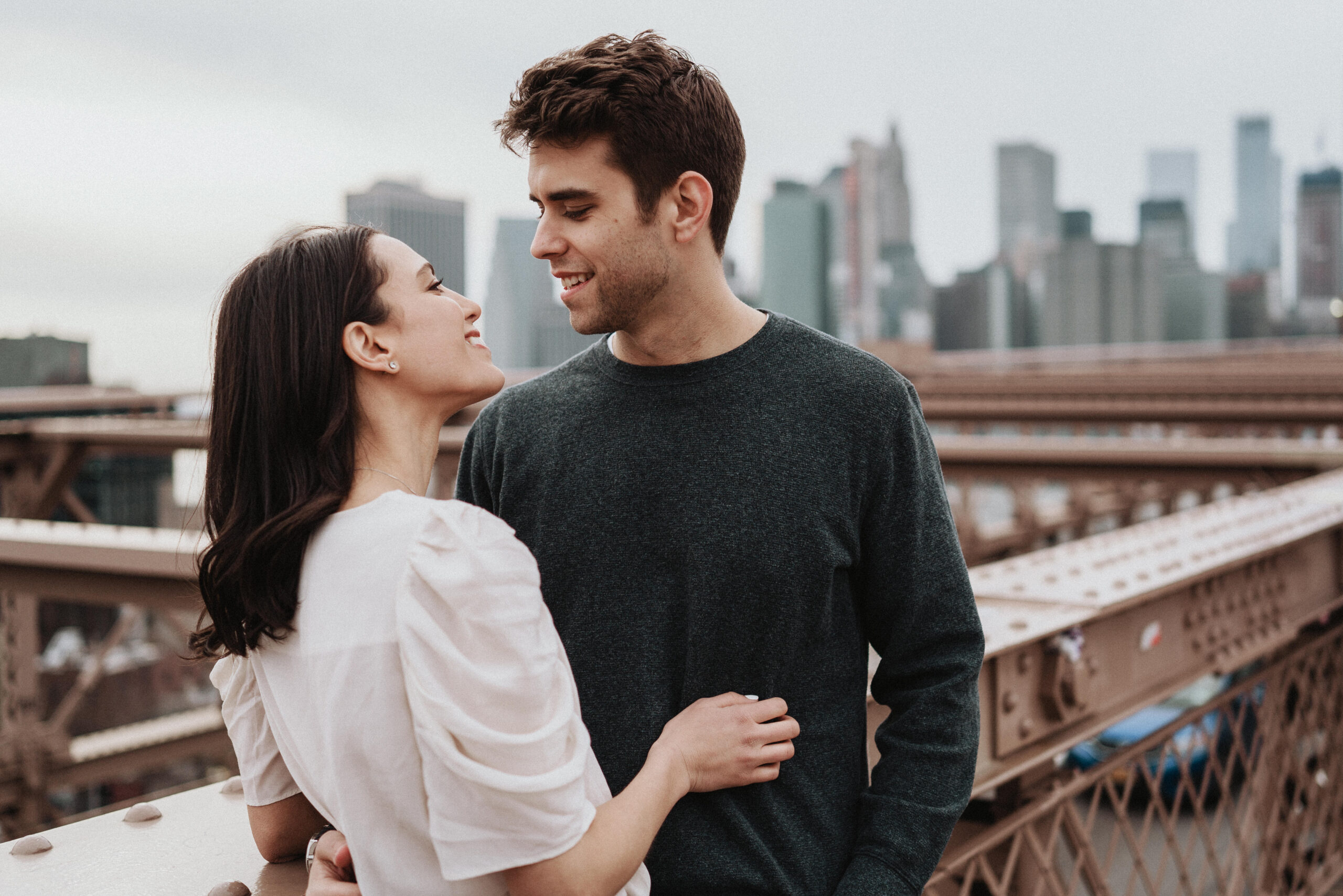 New York Engagement Photographer on the Brooklyn Bridge Manhattan