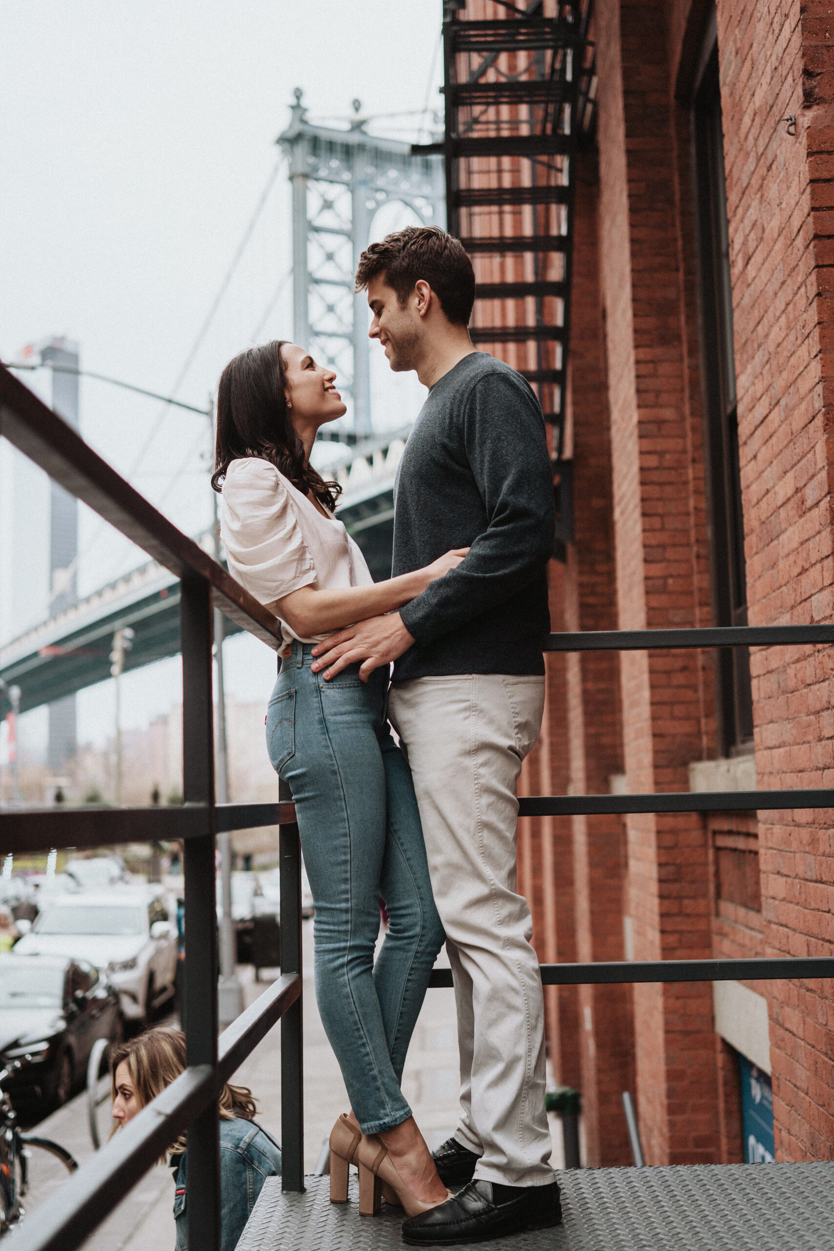 New York Engagement Photographer on the Brooklyn Bridge Manhattan