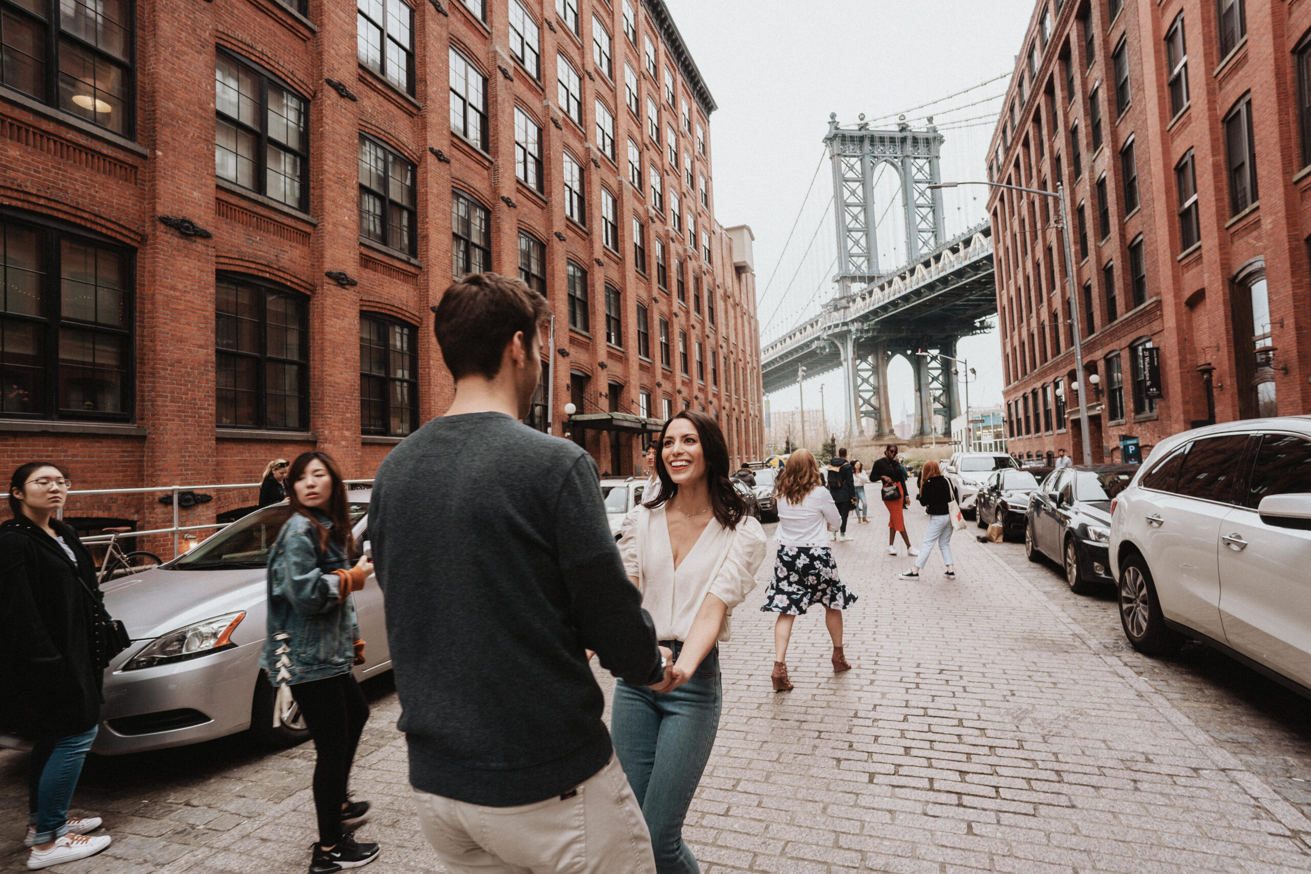 New York Engagement Photographer on the Brooklyn Bridge Manhattan