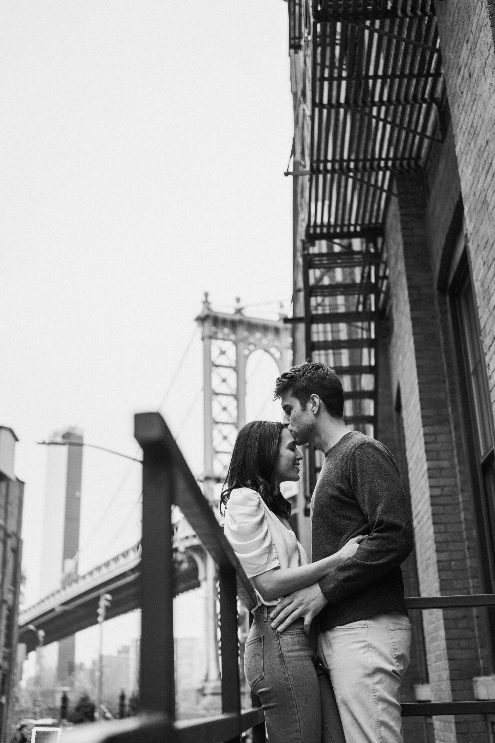 New York Engagement Photographer on the Brooklyn Bridge Manhattan
