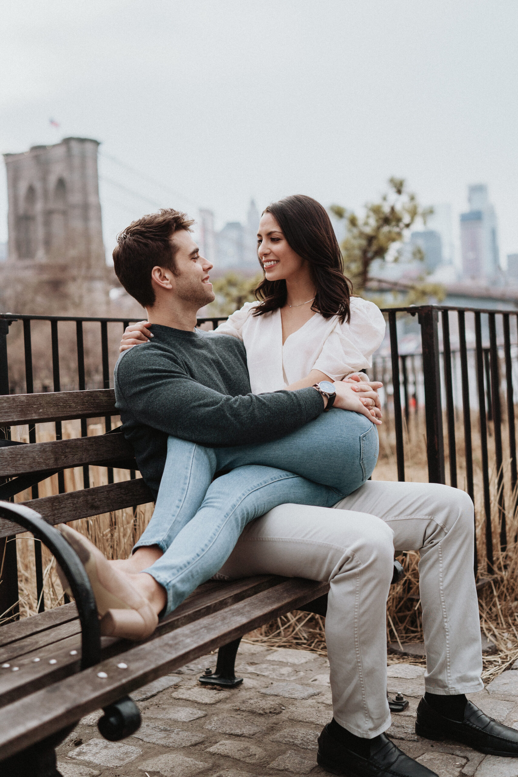 New York Engagement Photographer on the Brooklyn Bridge Manhattan