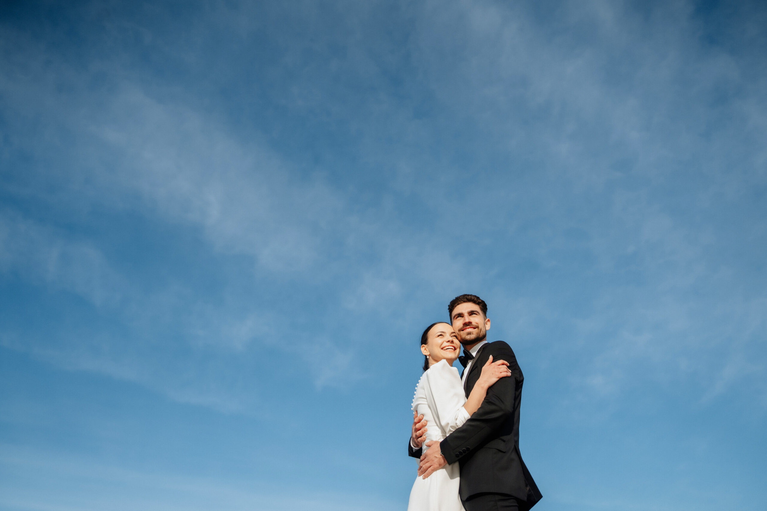 posing bride and groom